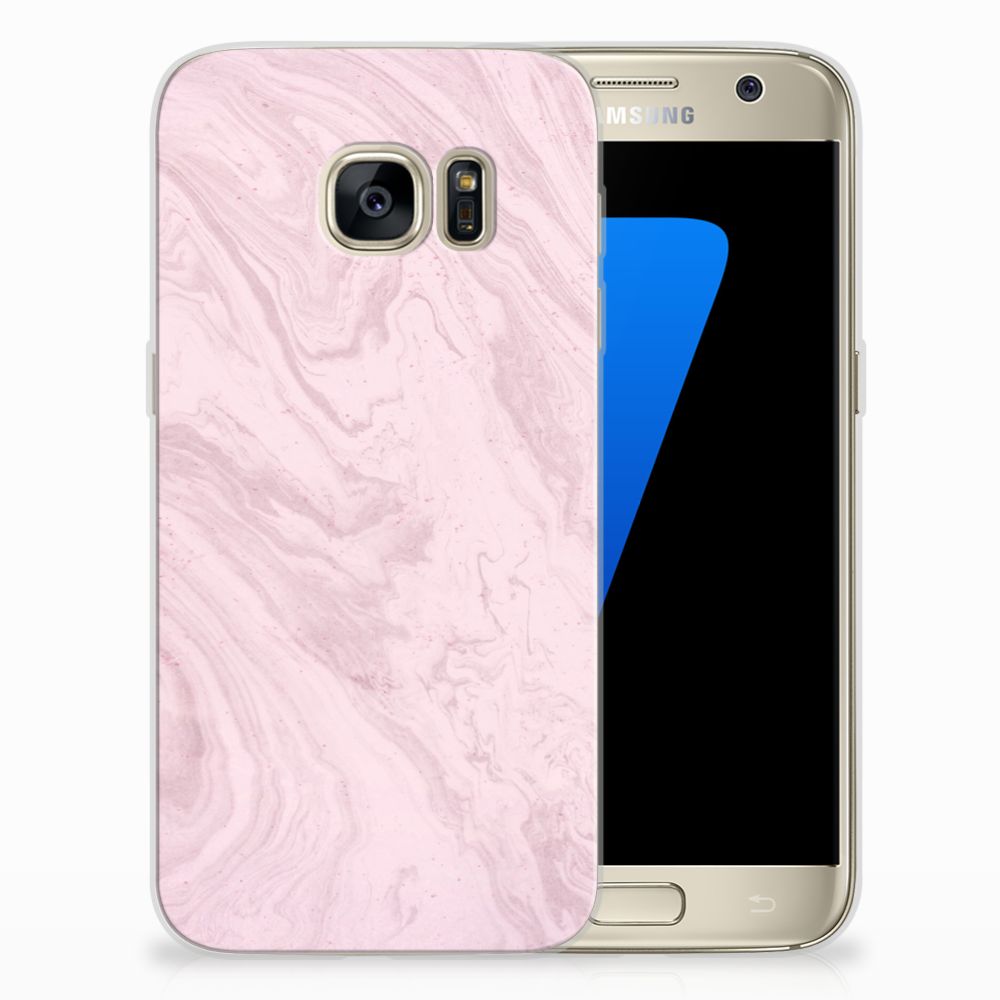 Samsung Galaxy S7 TPU Siliconen Hoesje Marble Pink - Origineel Cadeau Vriendin