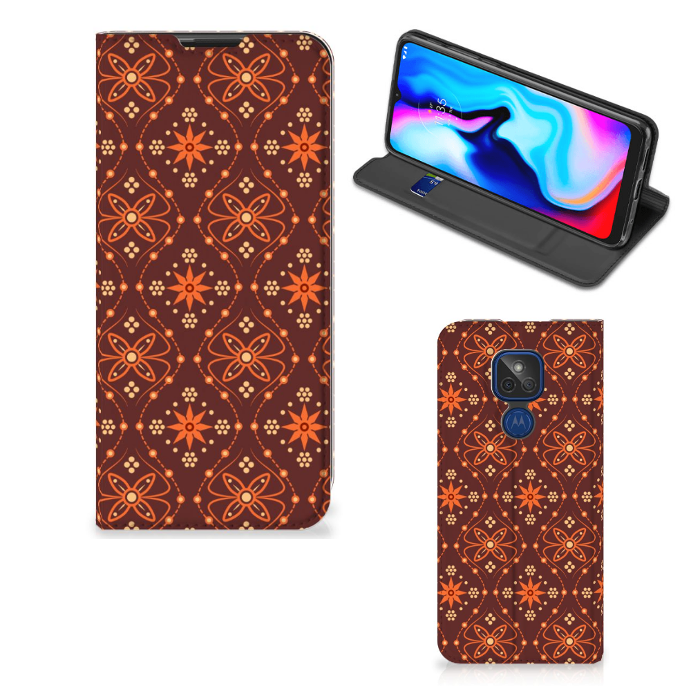 Motorola Moto G9 Play Hoesje met Magneet Batik Brown - B2C Telecom
