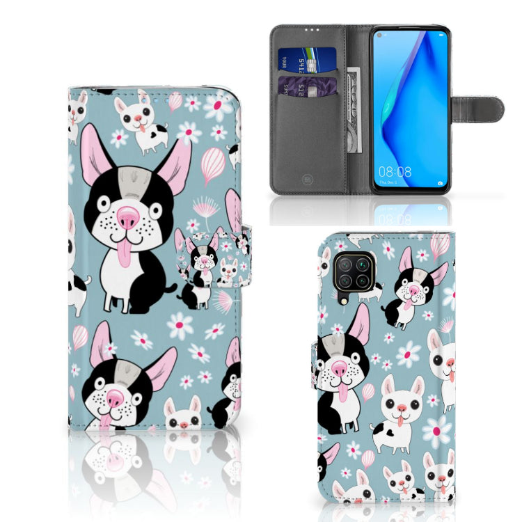 Huawei P40 Lite Telefoonhoesje met Pasjes Hondjes