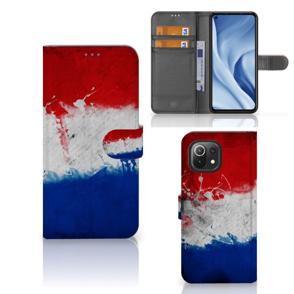 Xiaomi 11 Lite 5G NE | Mi 11 Lite Bookstyle Case Nederland met artistiek ontwerp van de Nederlandse vlag.