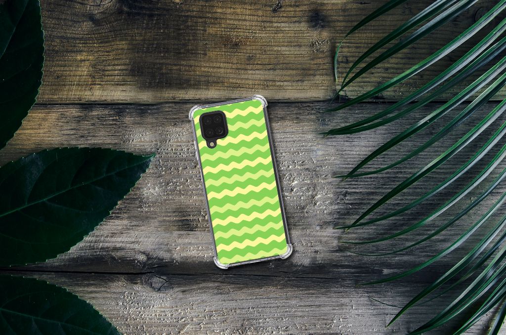 Samsung Galaxy A12 Doorzichtige Silicone Hoesje Waves Green - B2C Telecom