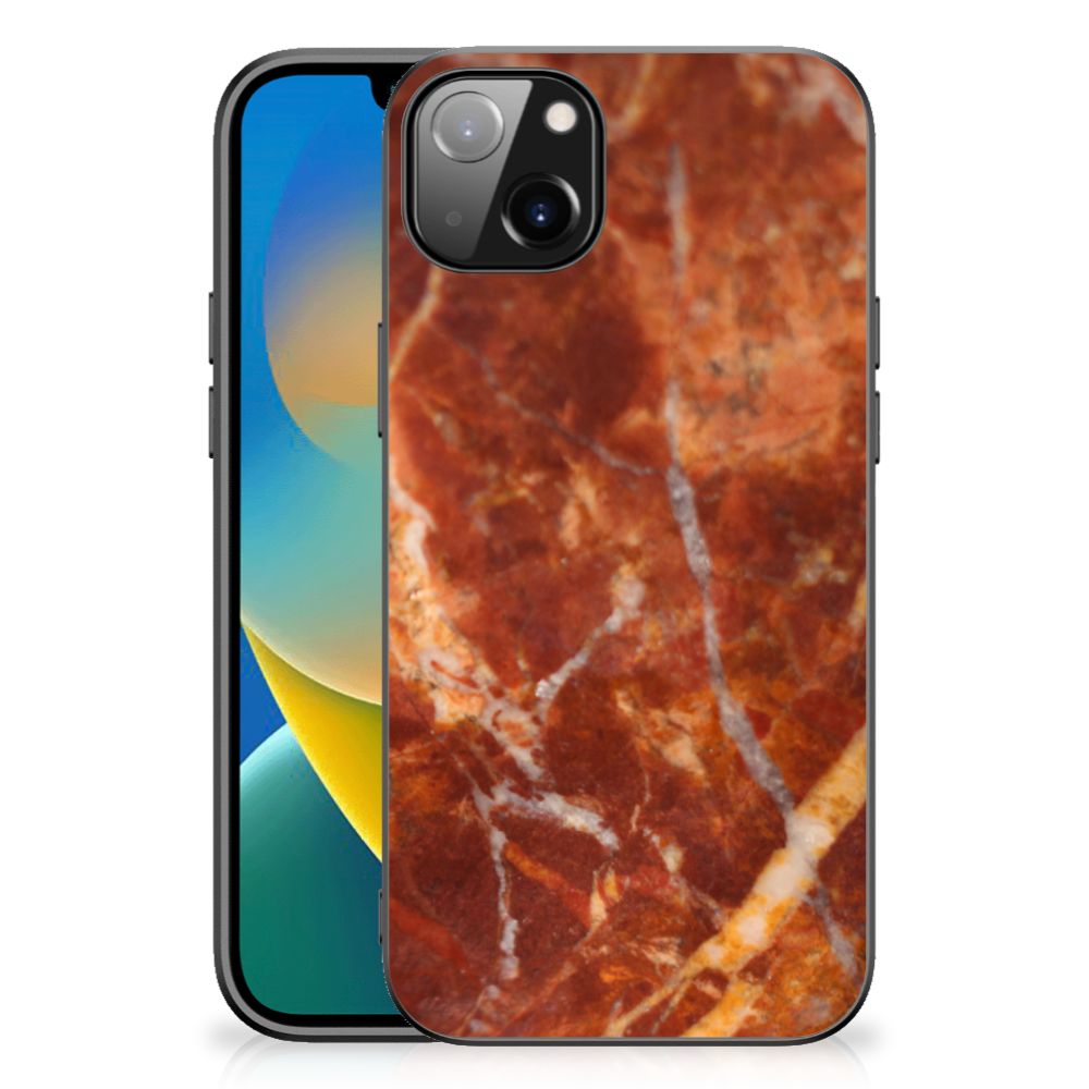 iPhone 14 Plus Marmeren Print Telefoonhoesje Marmer Bruin