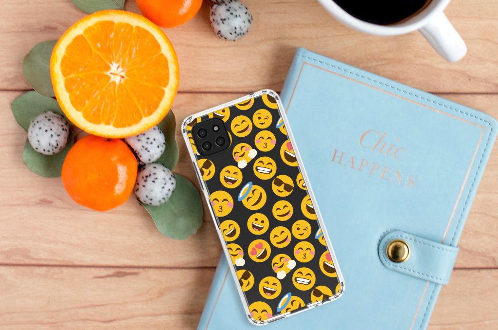 Samsung Galaxy A22 5G Doorzichtige Silicone Hoesje Emoji B2C Telecom