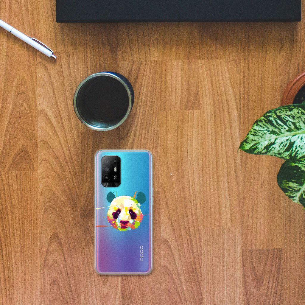OPPO A94 5G | Reno5 Z Telefoonhoesje met Naam Panda Color B2C Telecom
