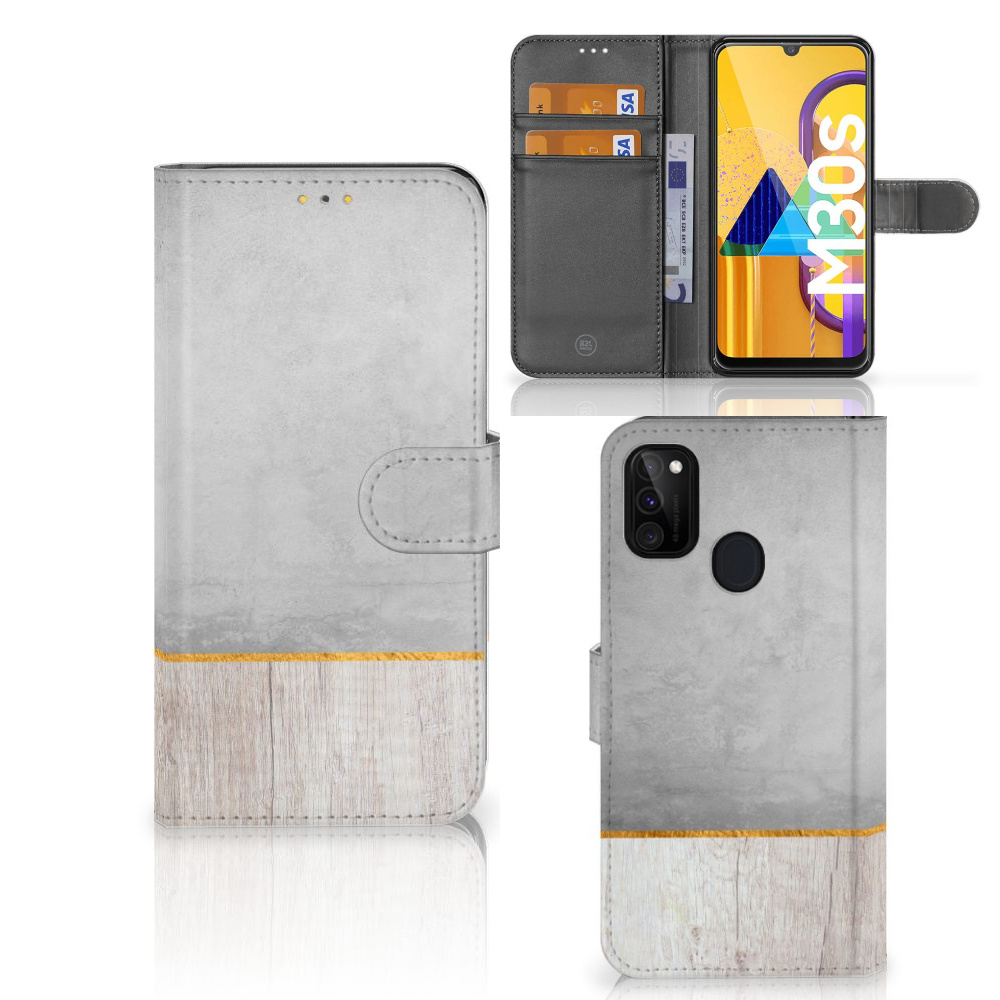 Samsung Galaxy M21 | M30s Book Style Case Wood Concrete