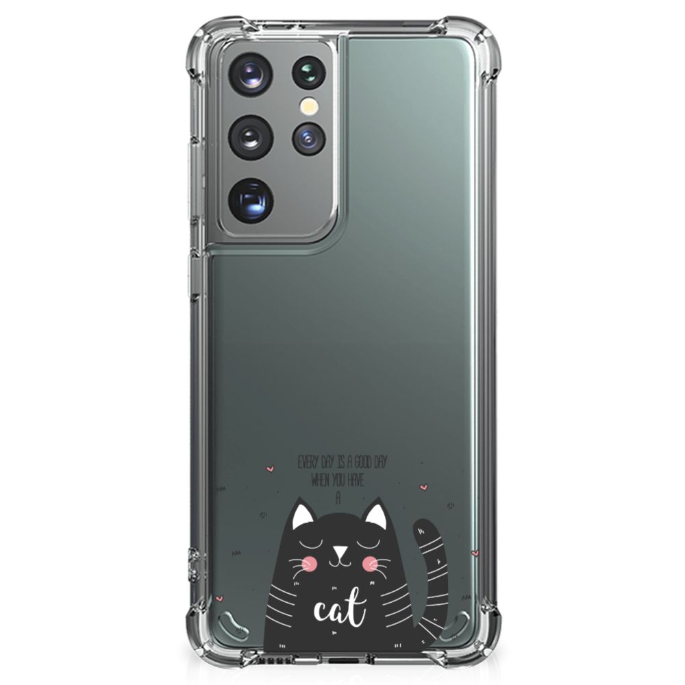 Samsung Galaxy S21 Ultra Stevig Bumper Hoesje Cat Good Day B2C Telecom