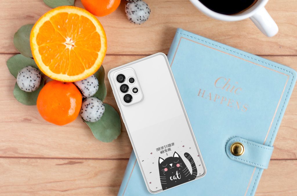 Samsung Galaxy A73 5G Telefoonhoesje met Naam Cat Good Day B2C Telecom