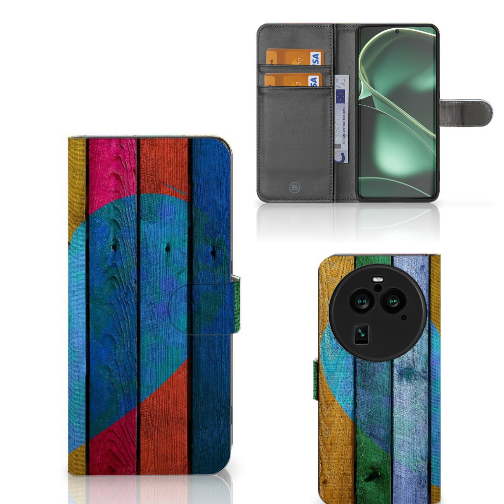 OPPO Find X6 Pro Book Style Case Wood Heart - Cadeau voor je Vriend