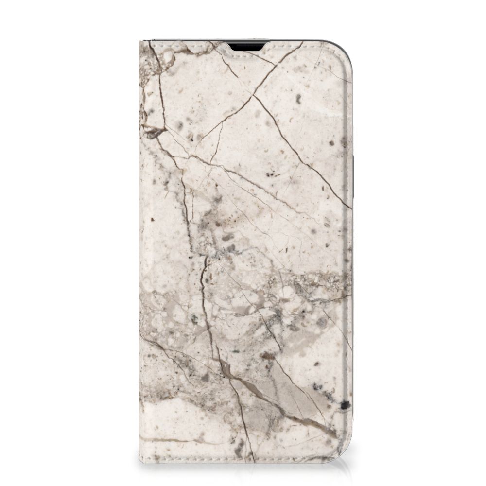 iPhone 13 Pro Max Standcase Marmer Beige met elegant marmerdesign in beige tinten.