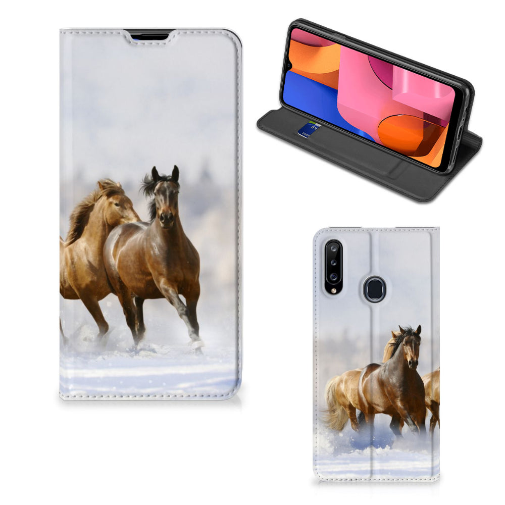 Samsung Galaxy A20s Hoesje maken Paarden met paardenprint op elegante smartphonehoes.