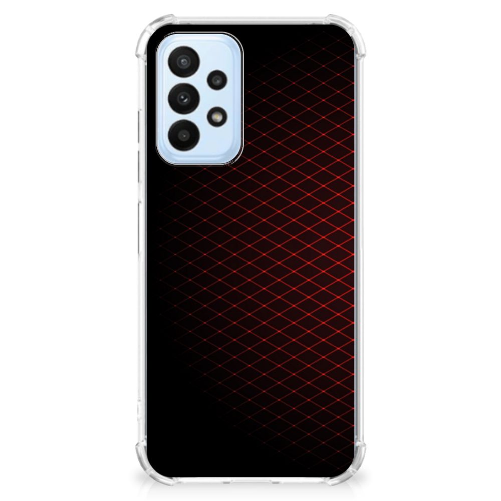 Samsung Galaxy A23 Doorzichtige Silicone Hoesje Geruit Rood - B2C Telecom