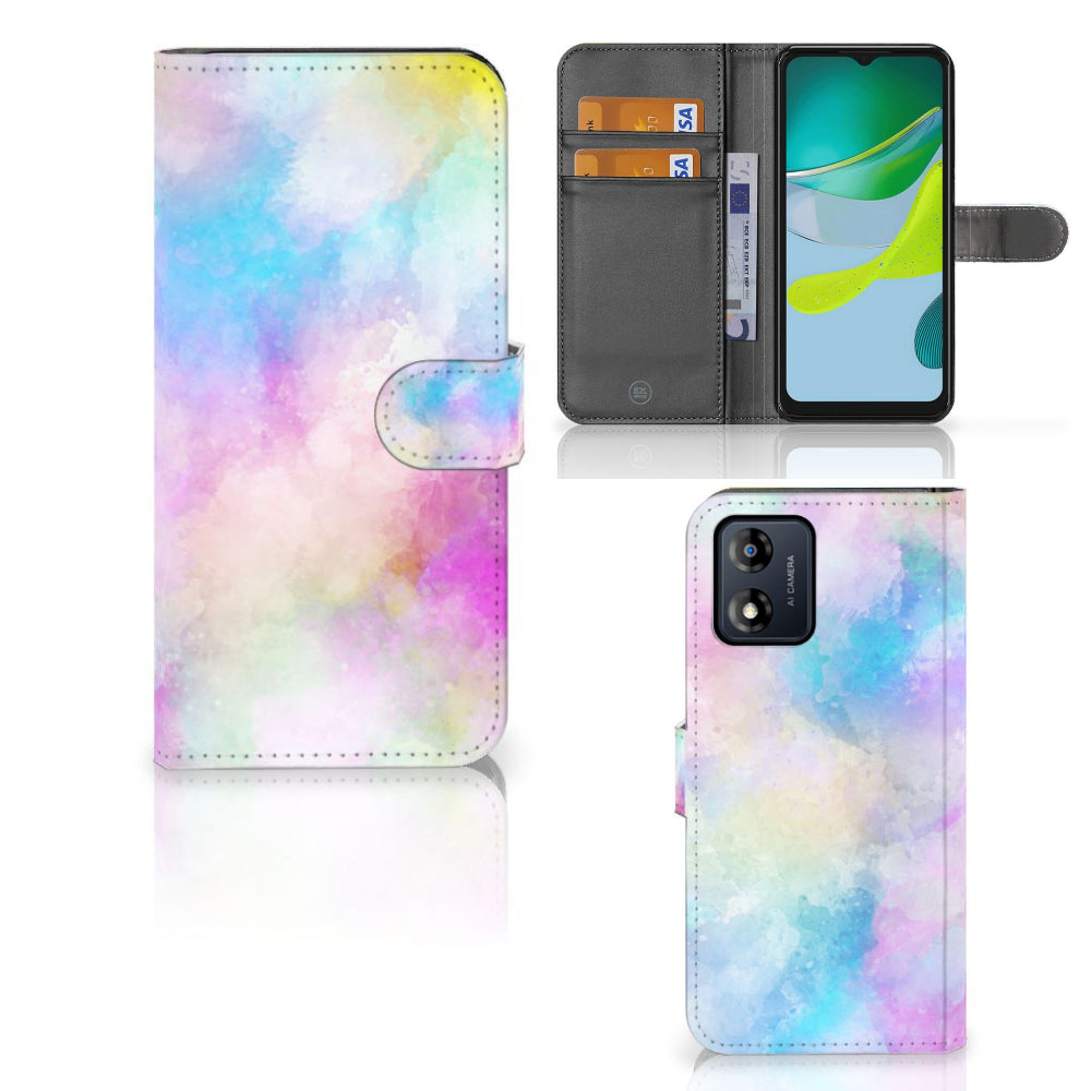 Hoesje Motorola Moto E13 4G Watercolor Light met pastelkleuren en pasjeshouder
