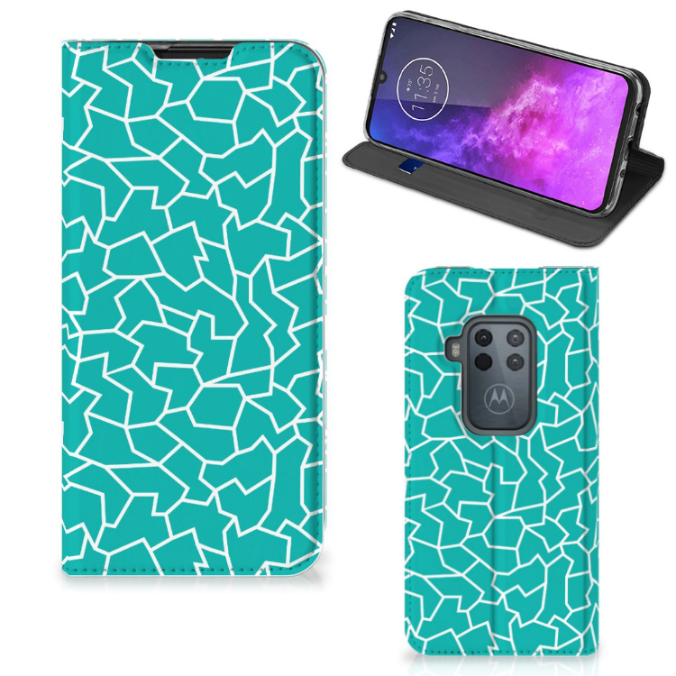 Motorola One Zoom Bookcase Cracks Blue - B2C Telecom