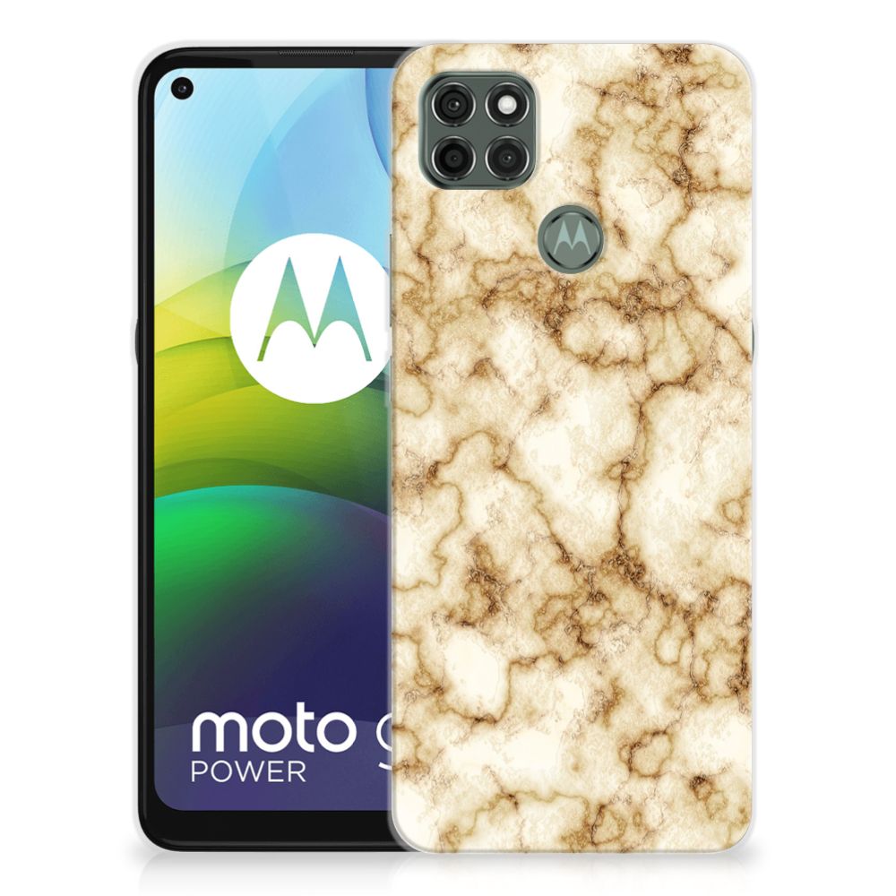Motorola Moto G9 Power TPU Siliconen Hoesje Marmer Goud B2C Telecom