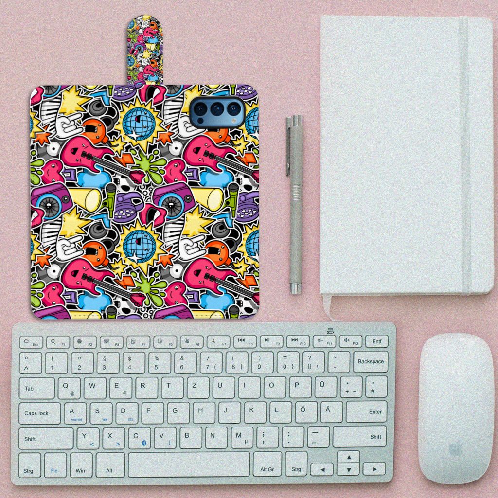 OPPO Reno 4 Pro 5G Wallet Case met Pasjes Punk Rock