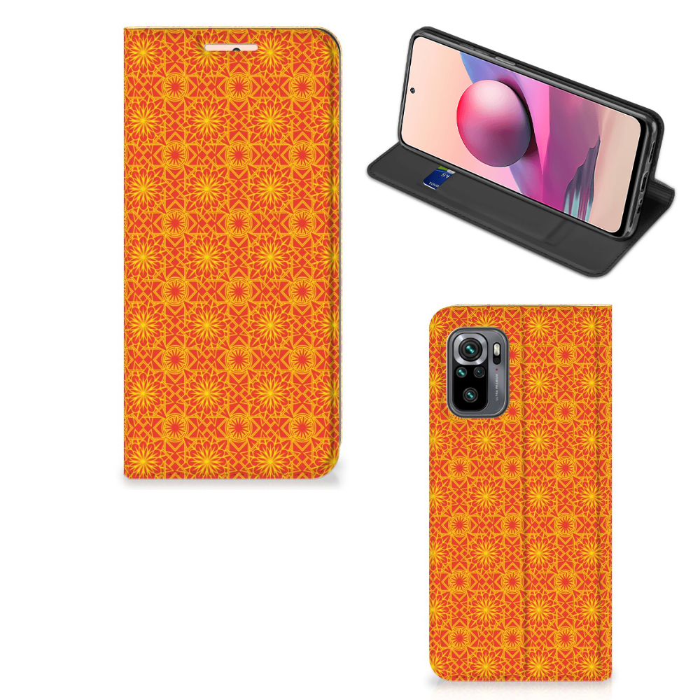 Xiaomi Redmi Note 10 4G | 10S | Poco M5s Hoesje met Magneet Batik Oranje - B2C Telecom