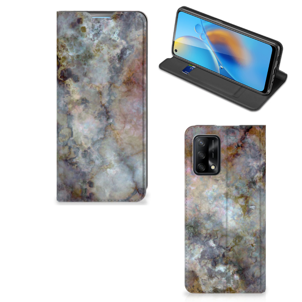 OPPO A74 4G Standcase Marmer Grijs - B2C Telecom