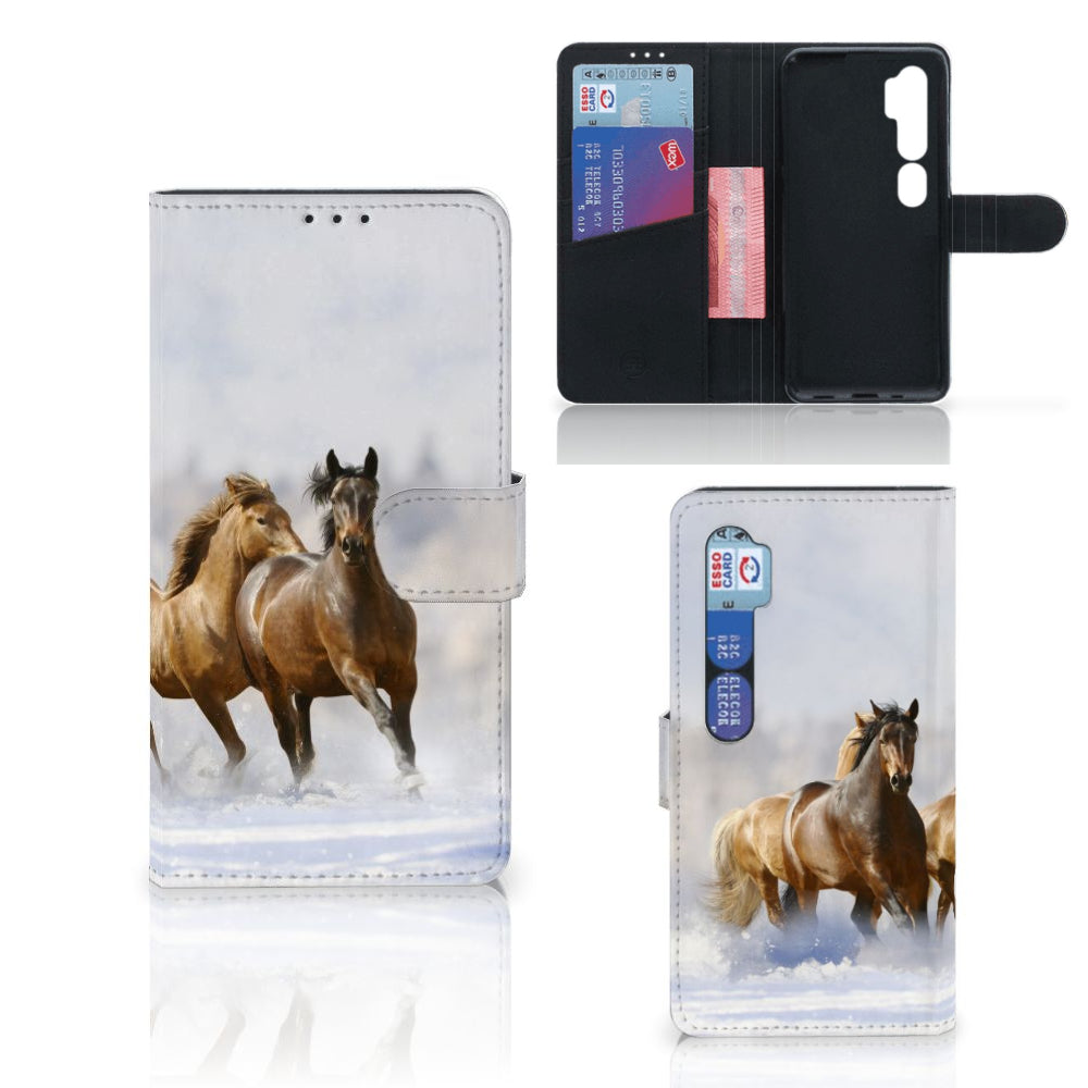 Xiaomi Mi Note 10 Pro Telefoonhoesje met Pasjes Paarden