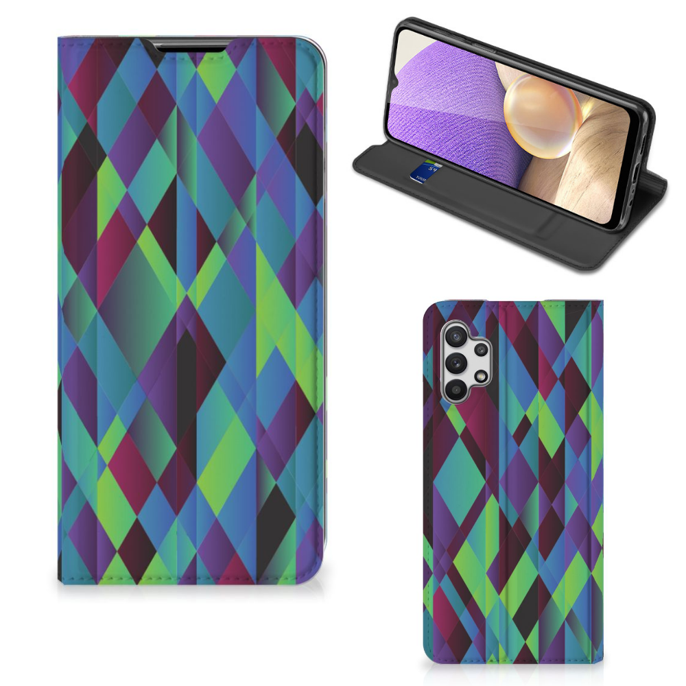 Samsung Galaxy A32 5G Stand Case Abstract Green Blue - B2C Telecom