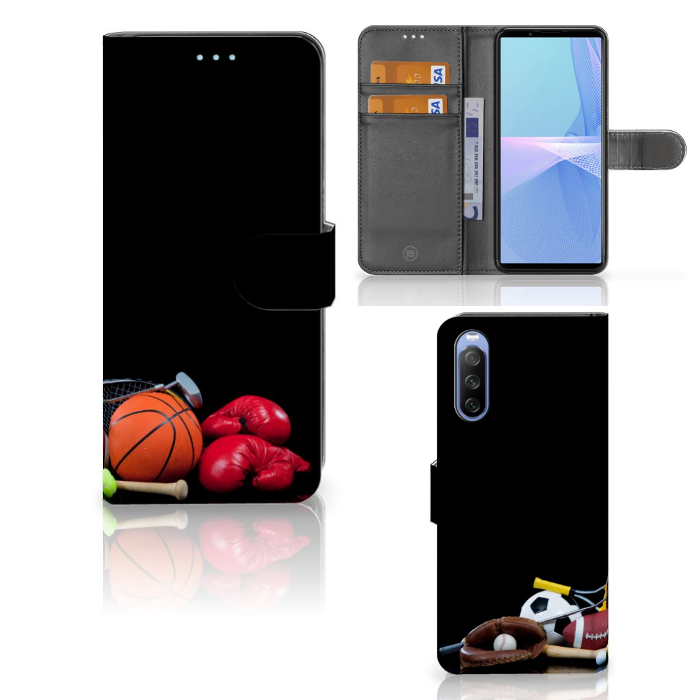 Sony Xperia 10 III Wallet Case met Pasjes Sports met sport afbeeldingen en pasjeshouders.