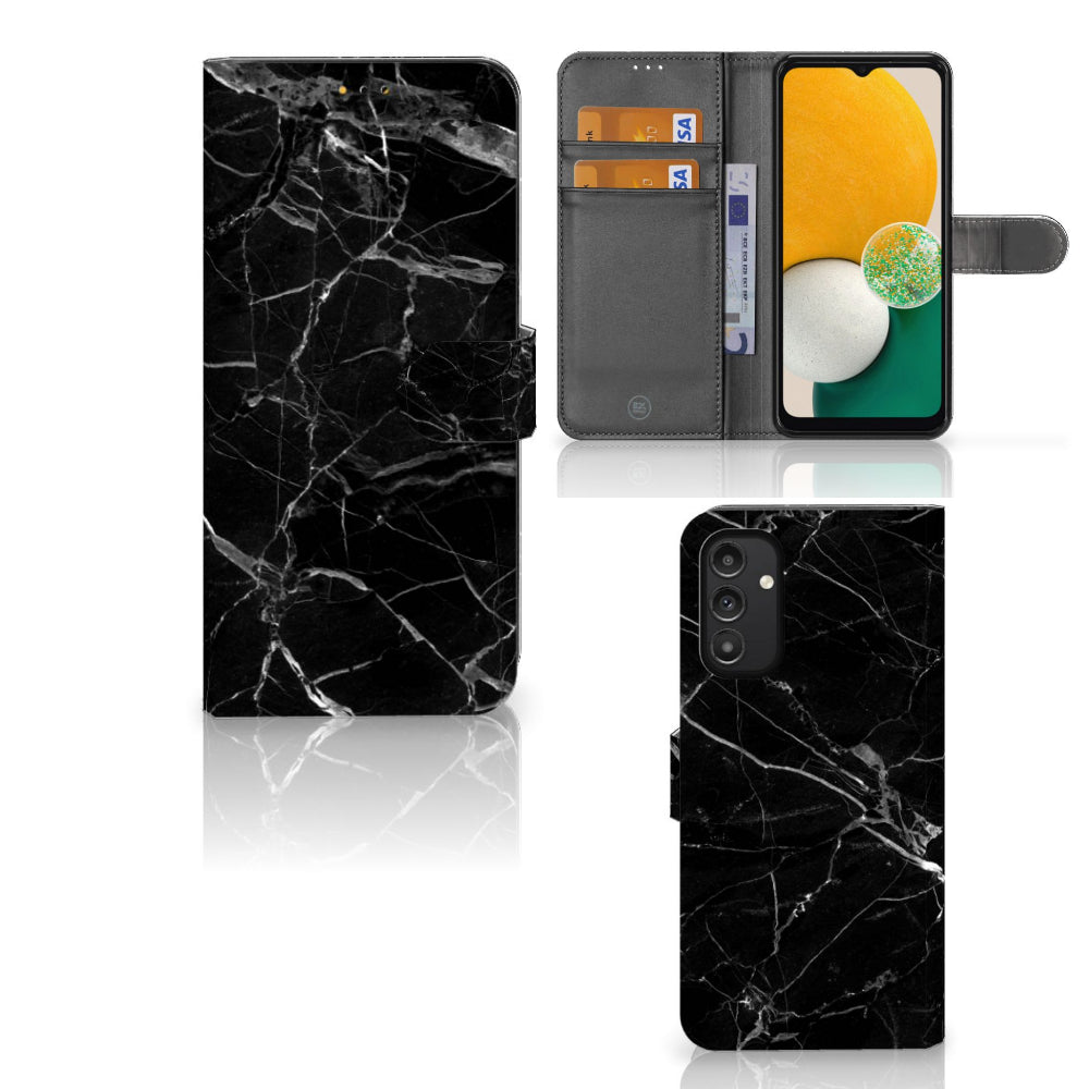 Samsung Galaxy A14 5G Bookcase Marmer Zwart - Origineel Cadeau Vader met artistiek zwart marmer design
