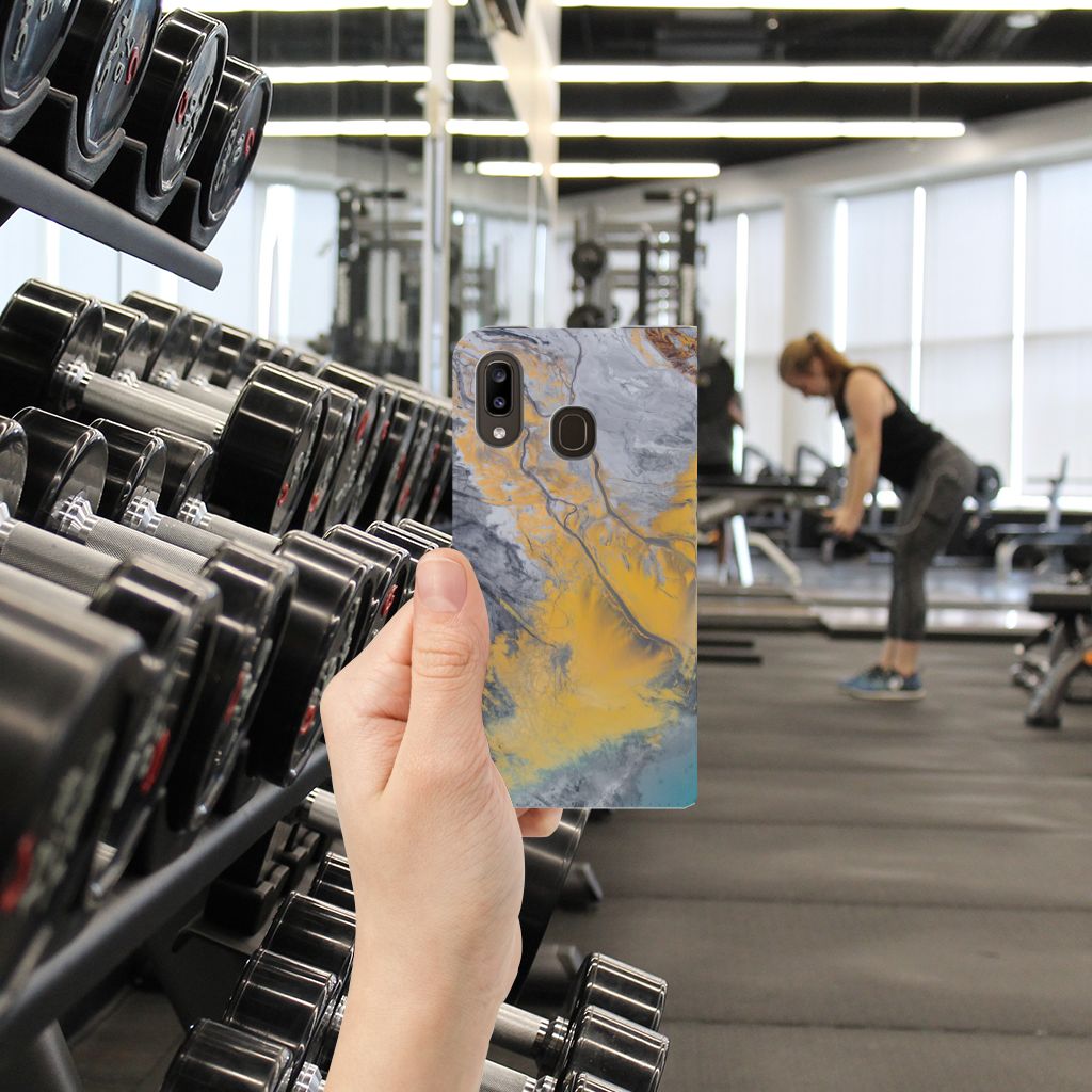 Samsung Galaxy A30 Standcase Marble Blue Gold