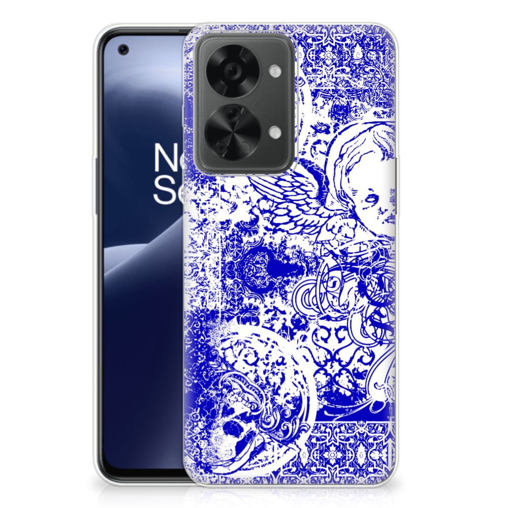 Silicone Back Case OnePlus Nord 2T Angel Skull Blauw B2C Telecom