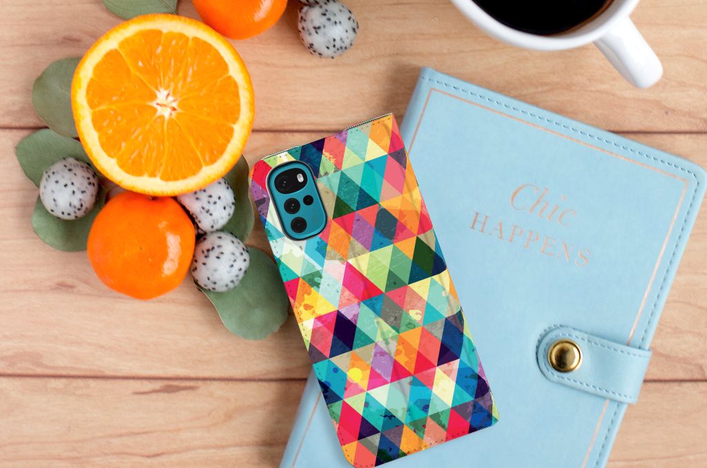 Motorola Moto G22 Hoesje met Magneet Geruit - B2C Telecom