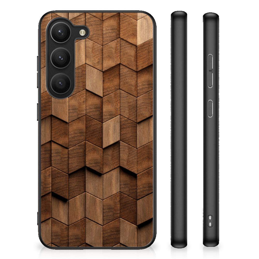 Houten Print Telefoonhoesje voor Samsung Galaxy S23 Wooden Cubes