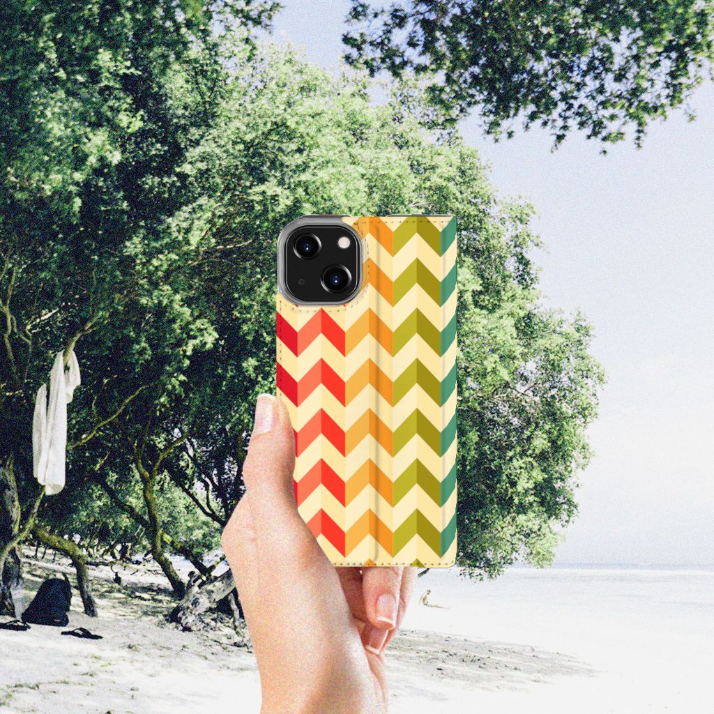 iPhone 14 Hoesje met Magneet Zigzag Multi Color - B2C Telecom