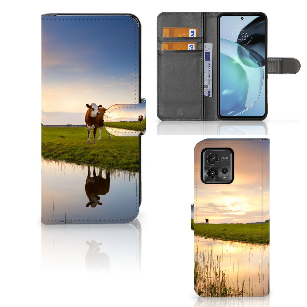 Motorola Moto G72 Telefoonhoesje met Pasjes Koe