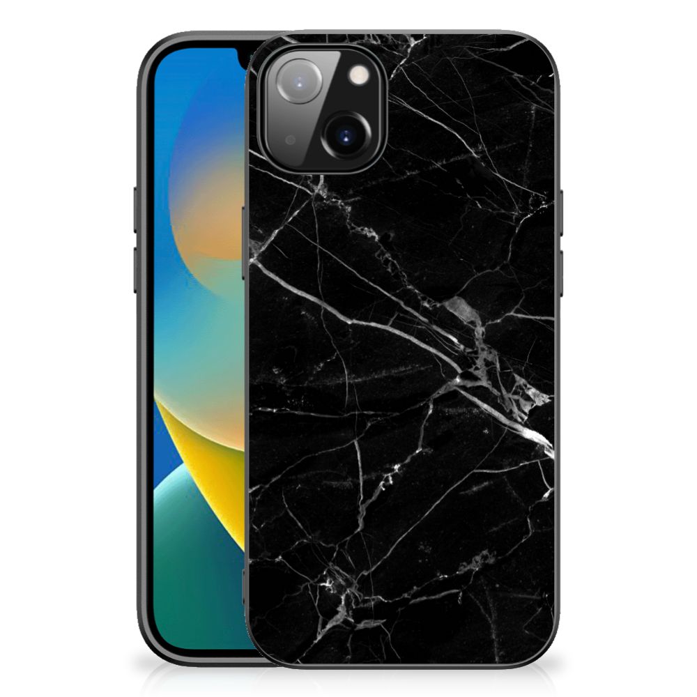iPhone 14 Plus Marmeren Print Telefoonhoesje Marmer Zwart - Origineel Cadeau Vader
