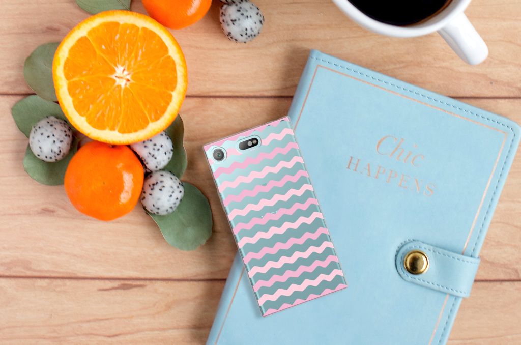Sony Xperia XZ1 Compact TPU bumper Waves Roze