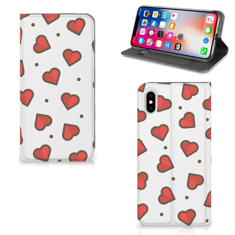 Apple iPhone Xs Max Hoesje met Magneet Hearts
