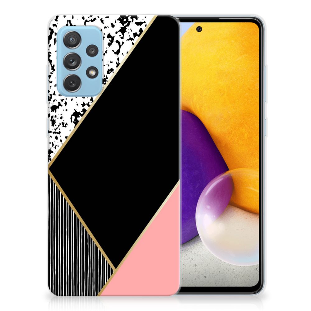Samsung Galaxy A72 TPU Hoesje Zwart Roze Vormen