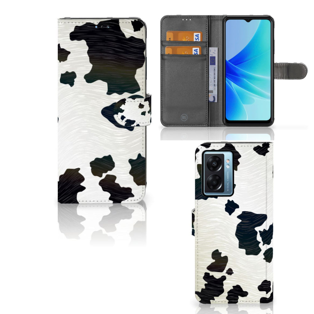 OPPO A77 5G | A57 5G Telefoonhoesje met Pasjes Koeienvlekken