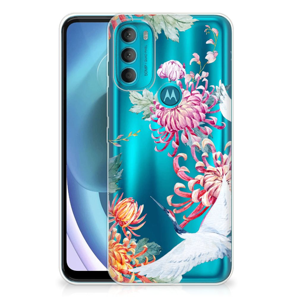 Motorola Moto G71 5G TPU Hoesje Bird Flowers