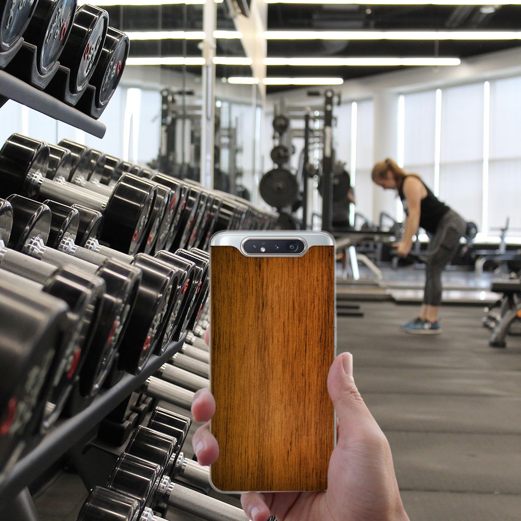 Samsung Galaxy A80 Bumper Hoesje Donker Hout