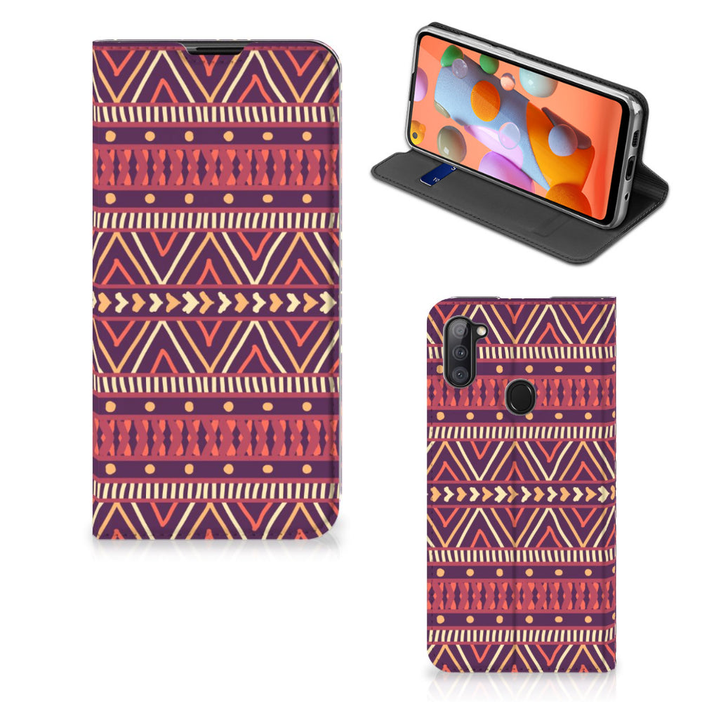 Samsung Galaxy M11 | A11 Hoesje met Magneet Aztec Paars