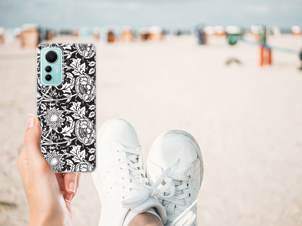 Xiaomi 12 Lite TPU Case Black Flowers