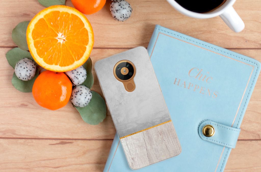 Nokia 5.3 Bumper Hoesje Wood Concrete B2C Telecom