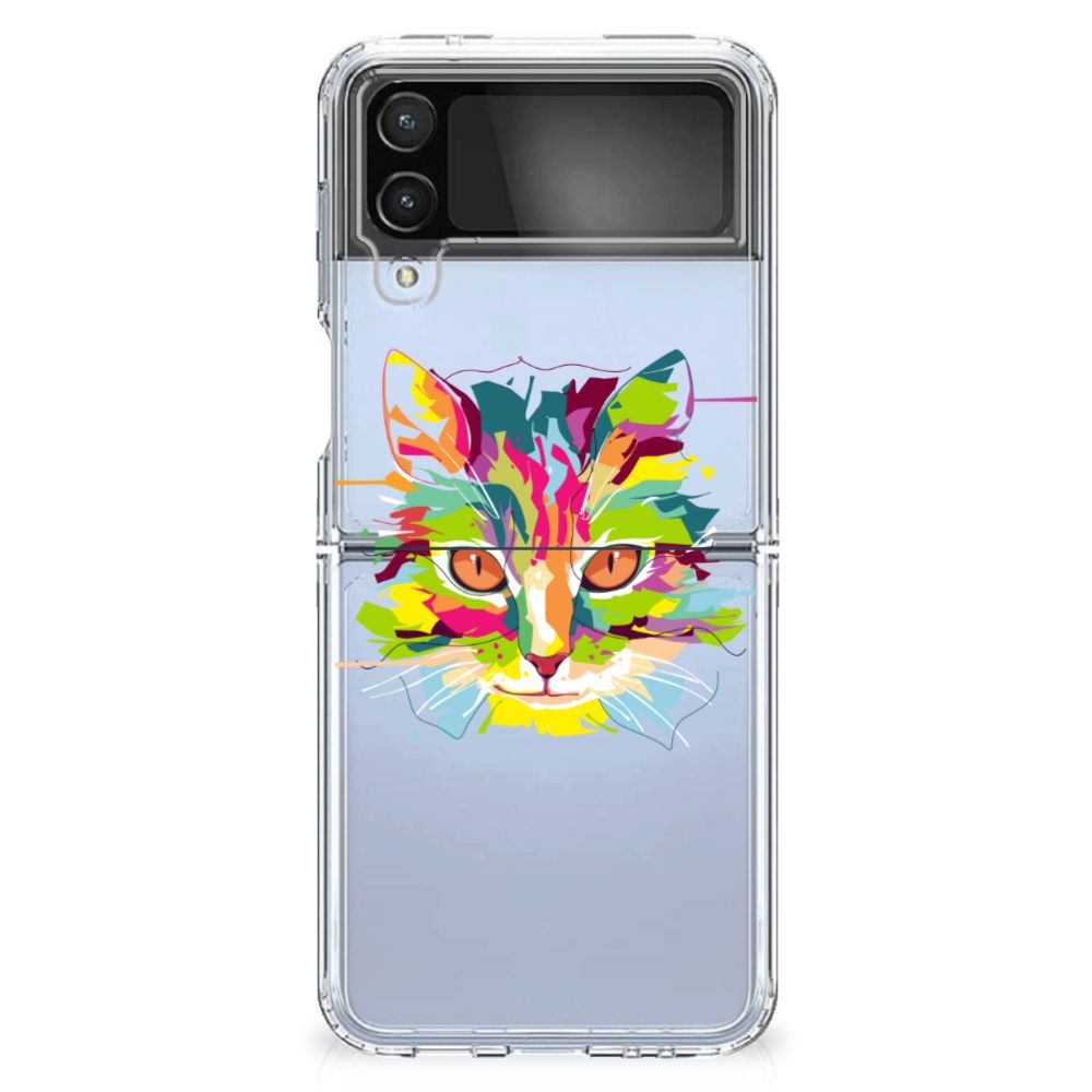 Samsung Galaxy Z Flip 4 Telefoonhoesje met Naam Cat Color