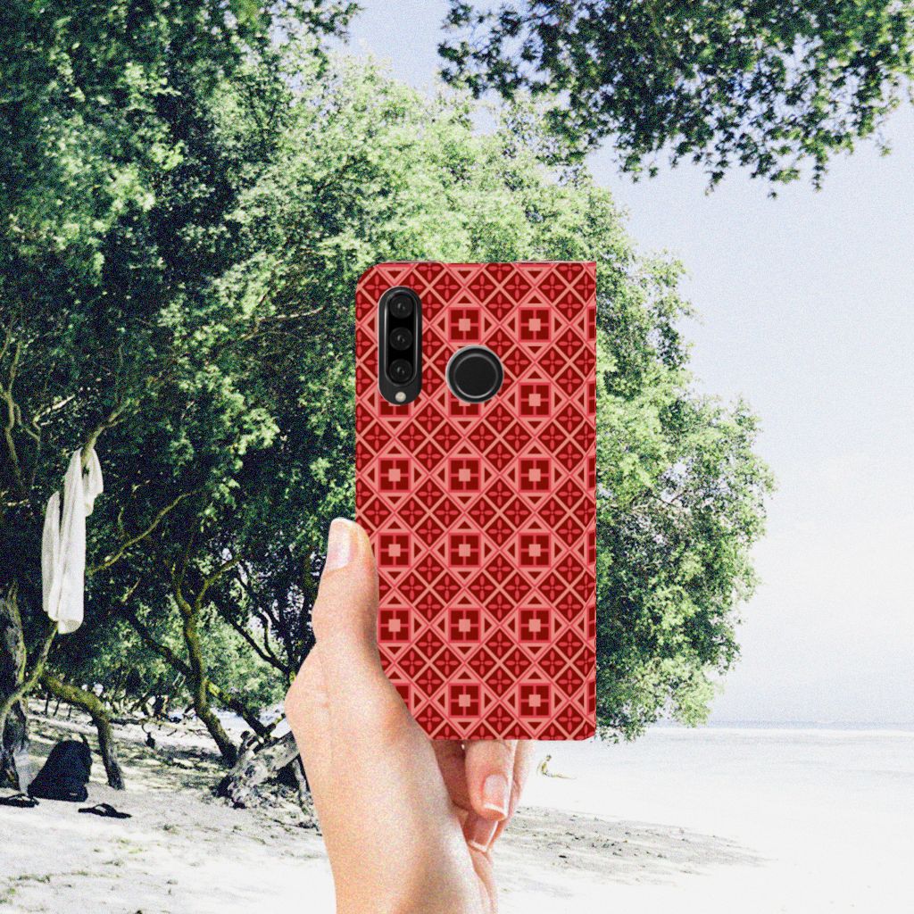 Huawei P30 Lite New Edition Hoesje met Magneet Batik Rood