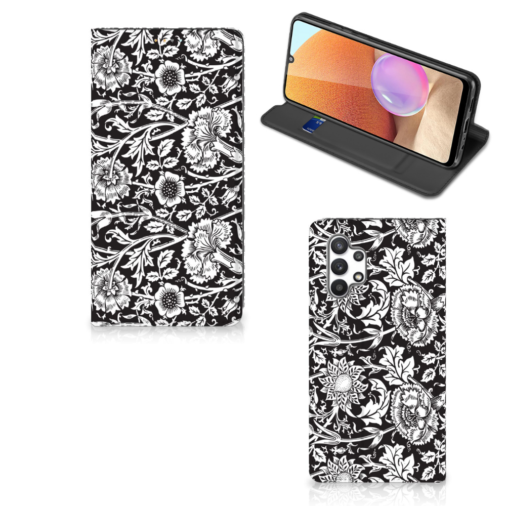 Samsung Galaxy A32 4G | A32 5G Enterprise Editie Smart Cover Black Flowers - B2C Telecom
