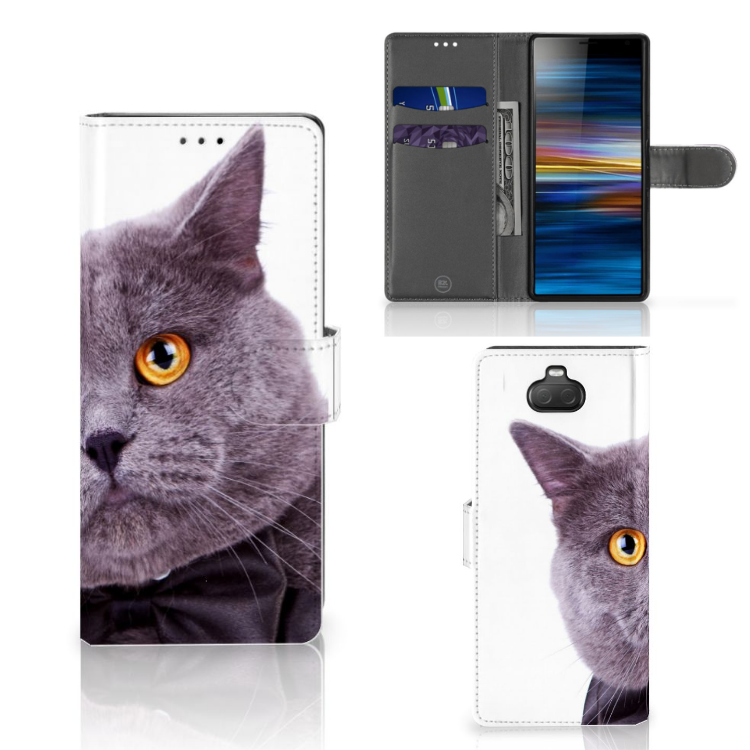 Sony Xperia 10 Telefoonhoesje met Pasjes Kat