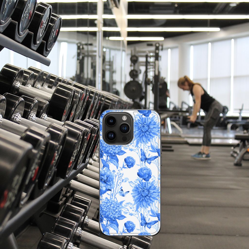 Bloemen Hoesje voor iPhone 15 Pro Max Flowers Blue B2C Telecom