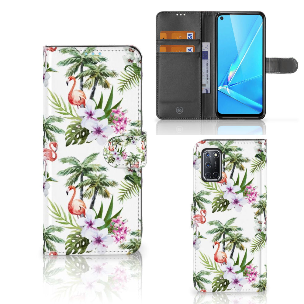OPPO A72 | OPPO A52 Telefoonhoesje met Pasjes Flamingo Palms