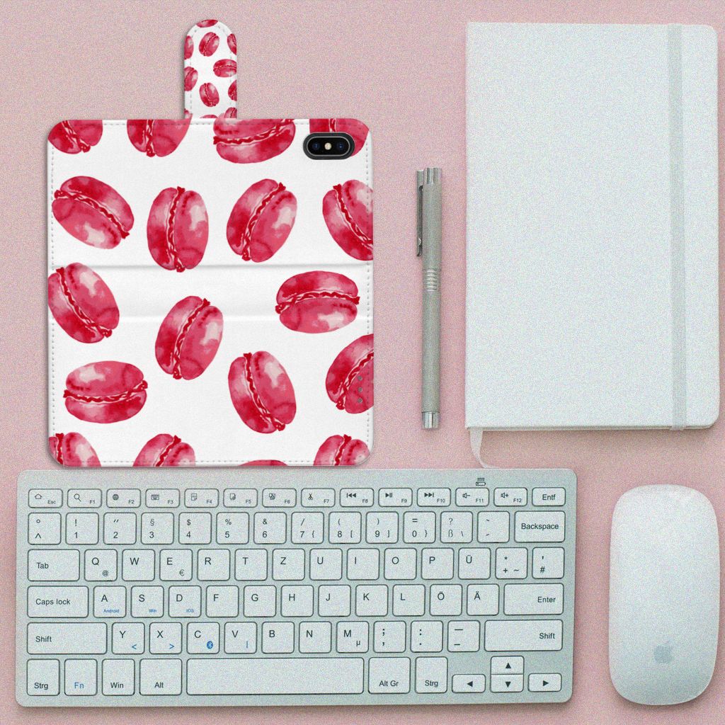 Apple iPhone Xs Max Book Cover Pink Macarons