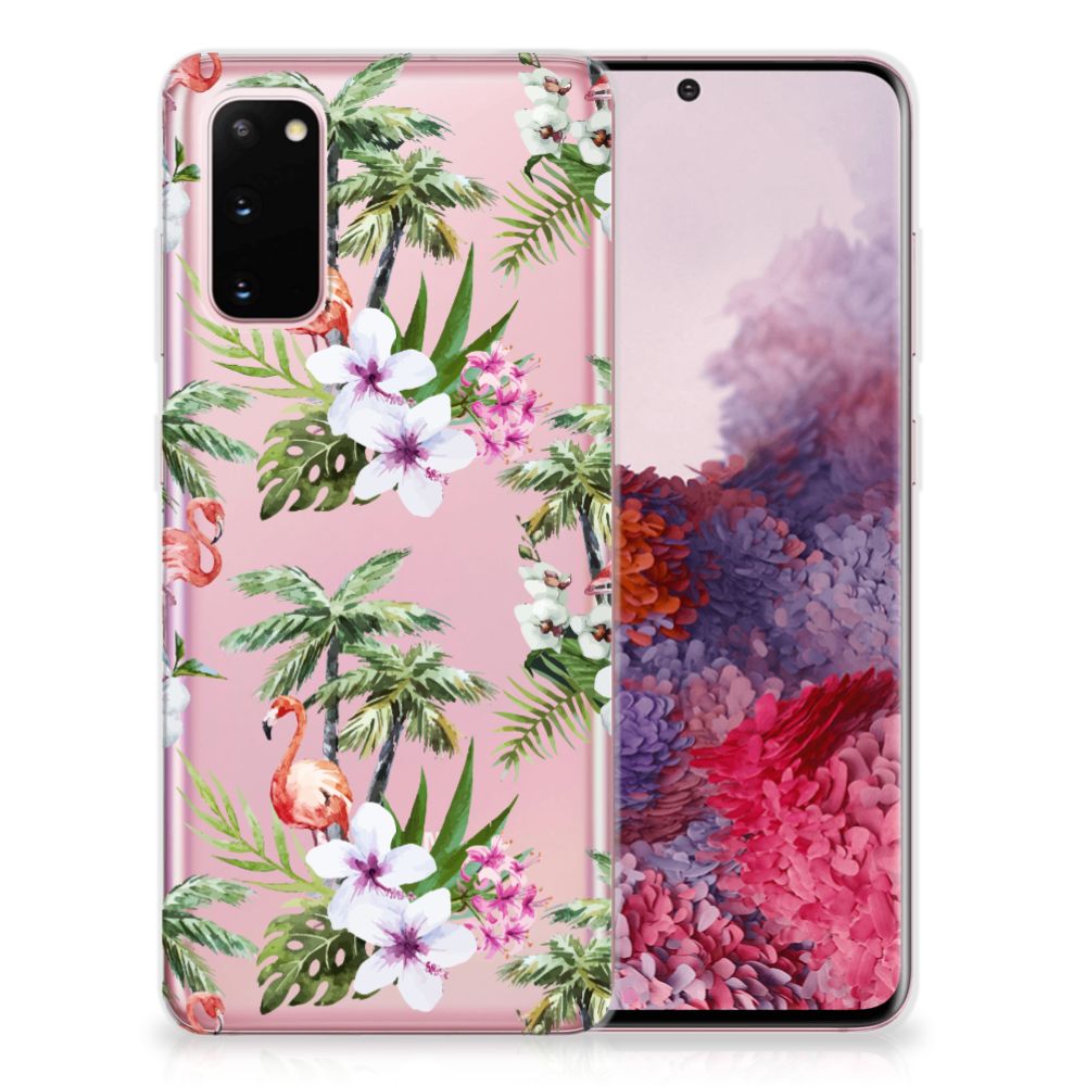 Samsung Galaxy S20 TPU Hoesje Flamingo Palms B2C Telecom