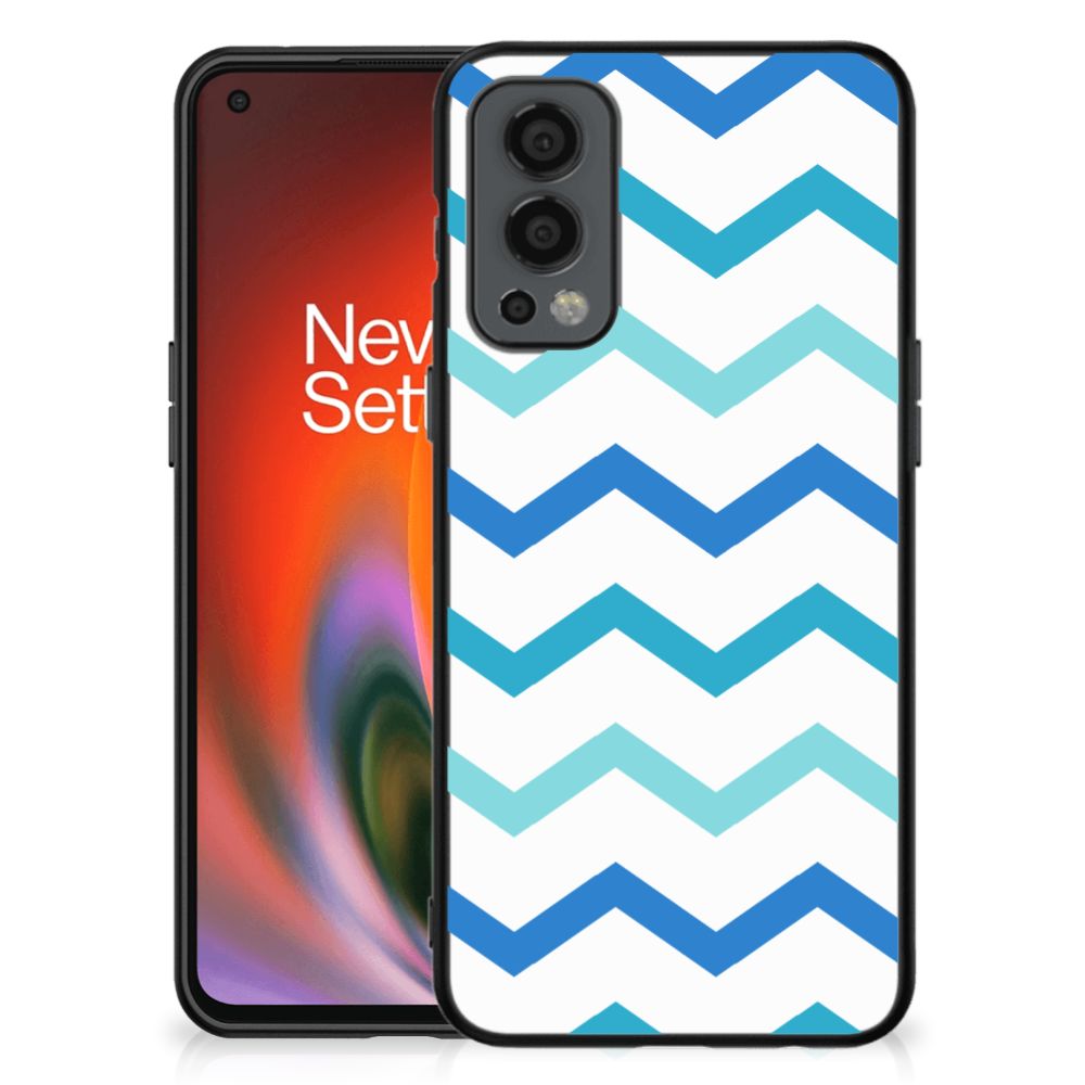OnePlus Nord 2 Back Case Zigzag Blauw